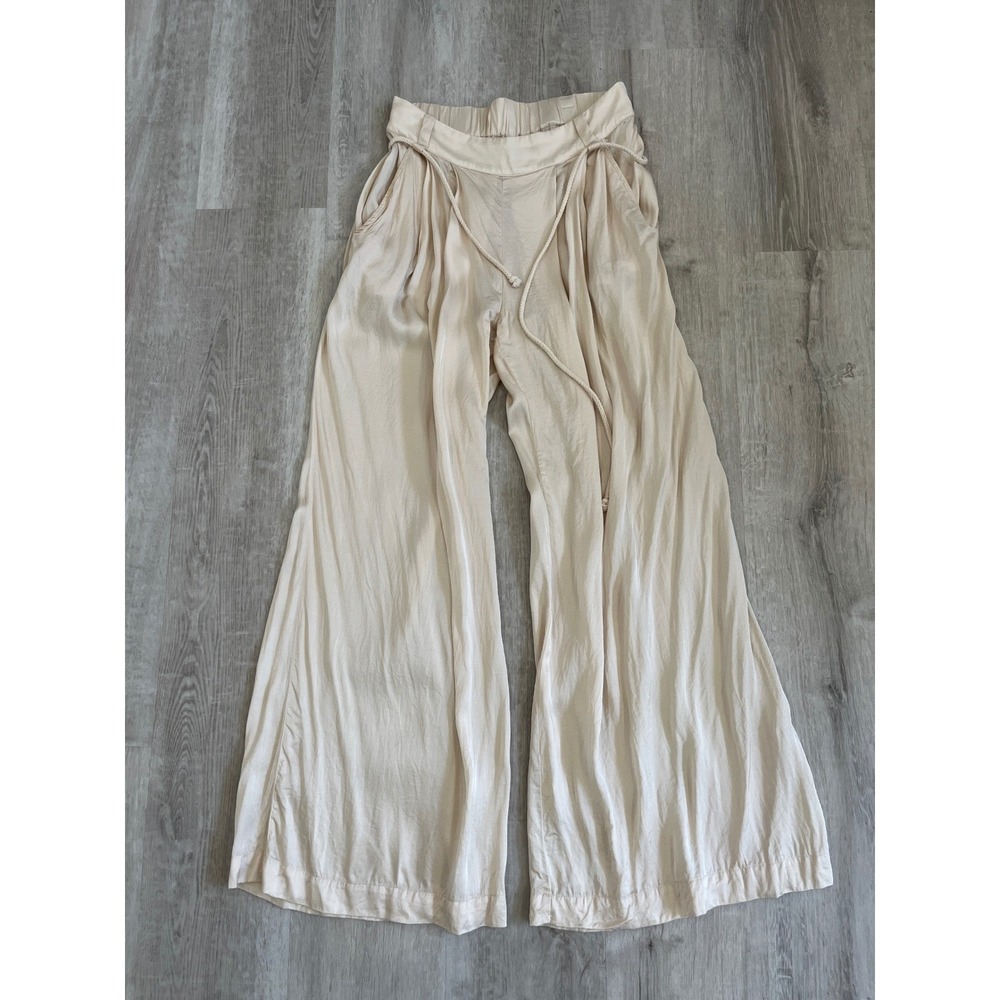 YFB Young Fabulous & Broke Reed Satin Wide Leg Pant Trousers Sea Salt Sz Small - Picture 3 of 14